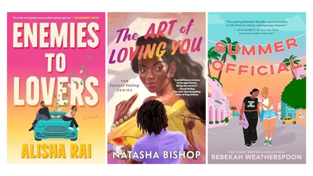 Contemporary Romance April 2026 Book Releases: Enemies to Lovers by Alisha Rai, The Art of Loving You by Natasha Bishop and Summer Official by Rebekah Weatherspoon