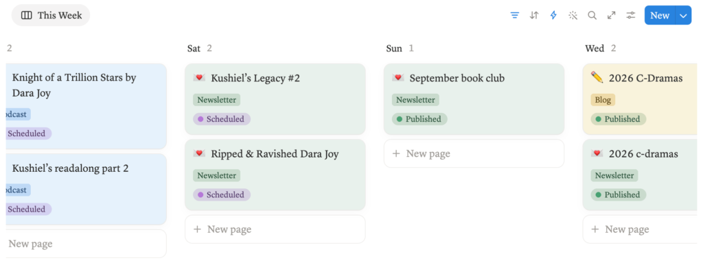 content planner bookmarked notion template