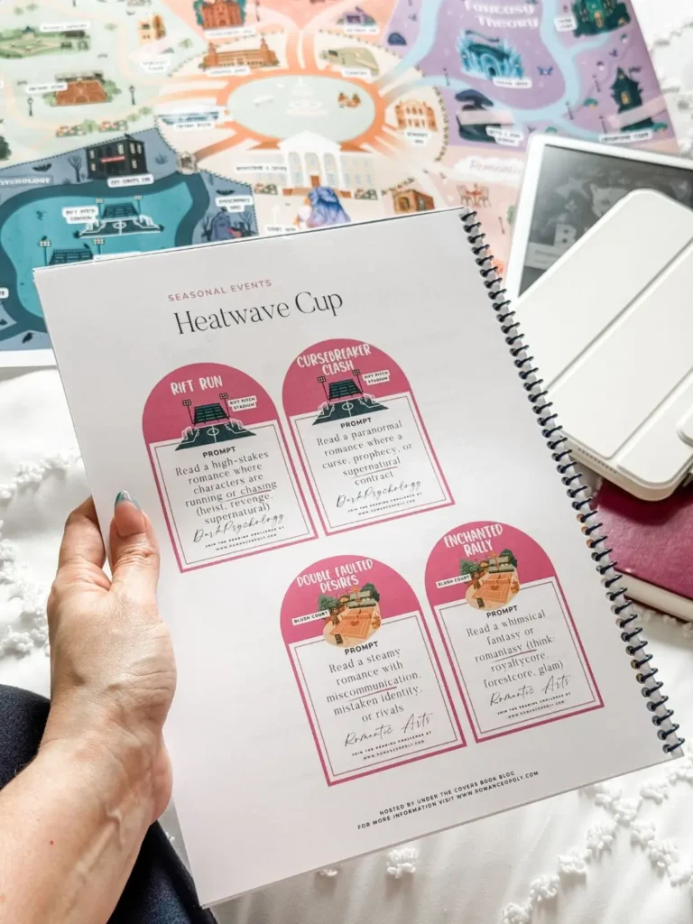 summer 2026 reading challenge - romanceopoly heatwave cup