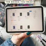 The Visual Library view in Bookmarked, showing book covers with author, genre, format owned, star rating and read status. Caption: The books you read.